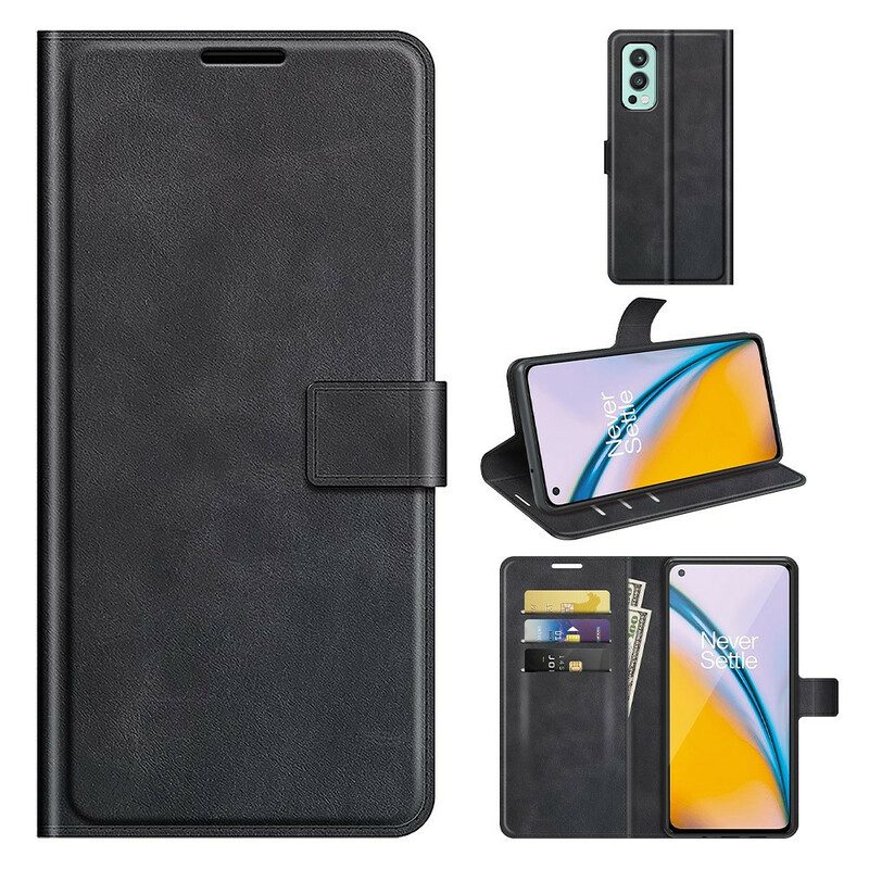 Flip Case Für OnePlus Nord 2 5G Schlanker. Extremer Ledereffekt