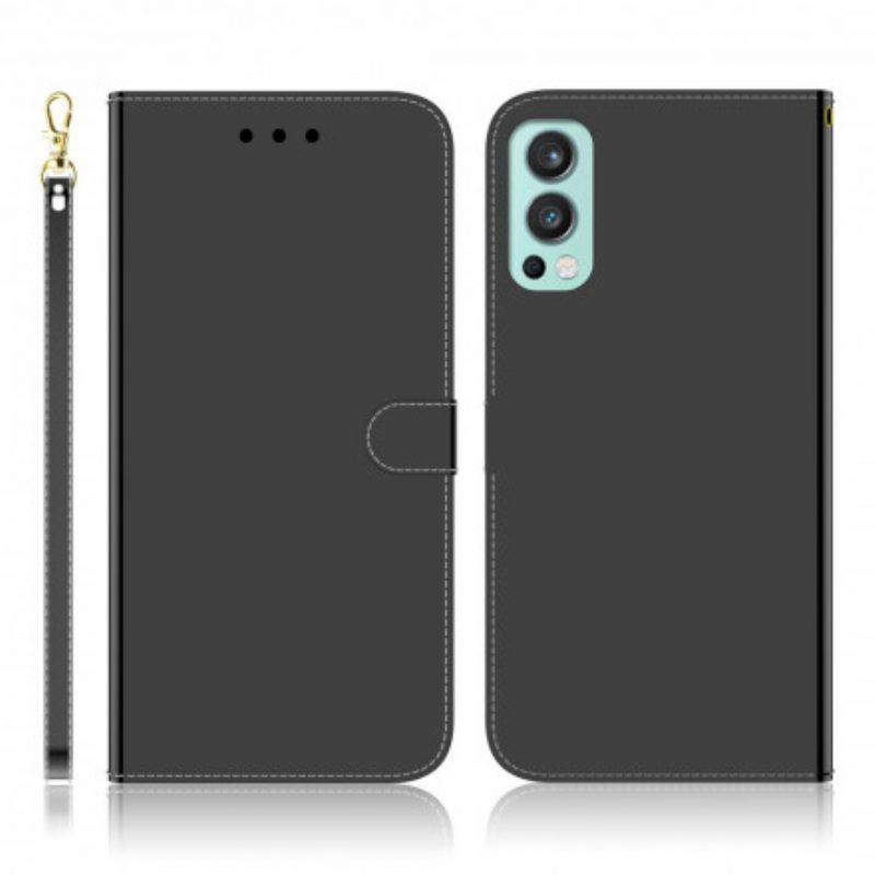 Flip Case Für OnePlus Nord 2 5G Spiegelabdeckung Aus Kunstleder