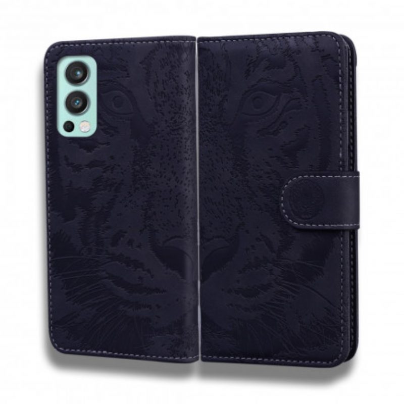 Flip Case Für OnePlus Nord 2 5G Tiger-gesichtsdruck