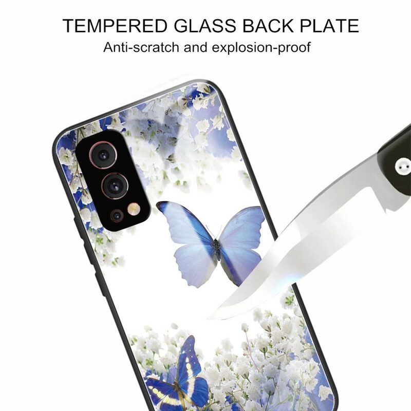 Hülle Für OnePlus Nord 2 5G Gehärtetes Glas Im Schmetterlings-design