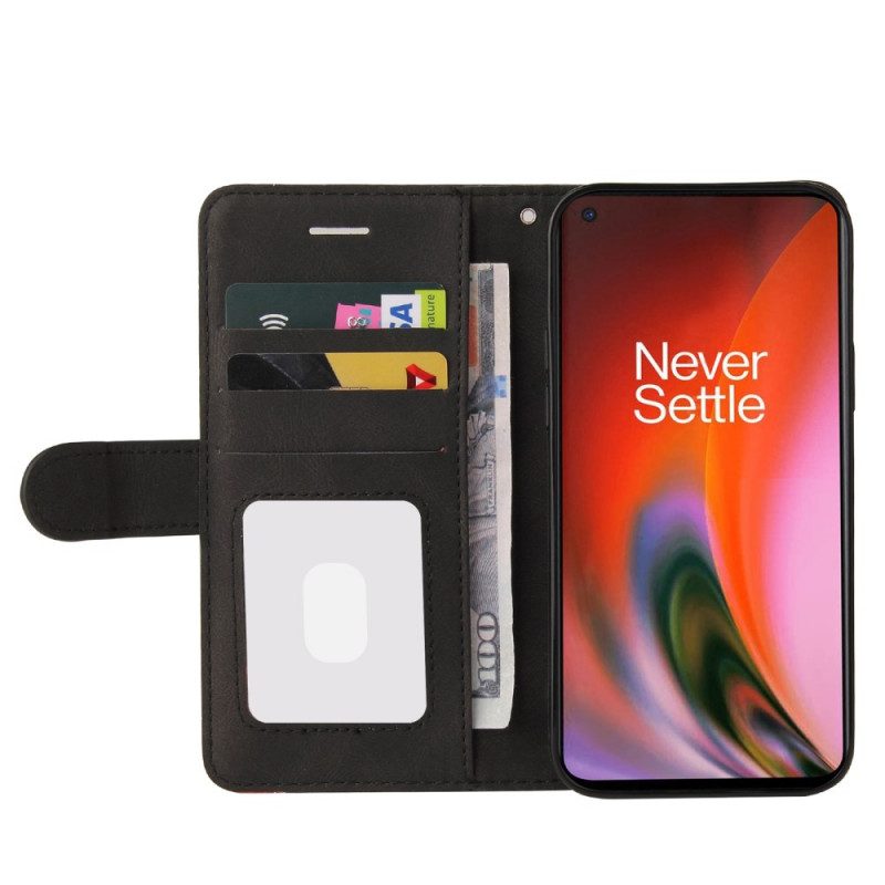 Lederhüllen Für OnePlus Nord 2 5G Zweifarbiges. Charakteristisches Kunstleder