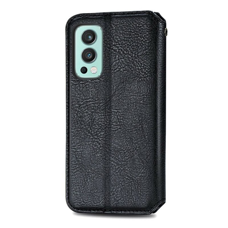 Schutzhülle Für OnePlus Nord 2 5G Flip Case Rautenstruktur In Lederoptik