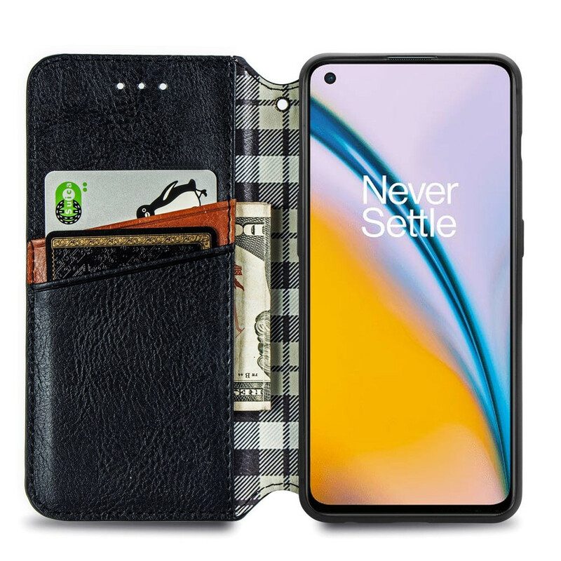 Schutzhülle Für OnePlus Nord 2 5G Flip Case Rautenstruktur In Lederoptik