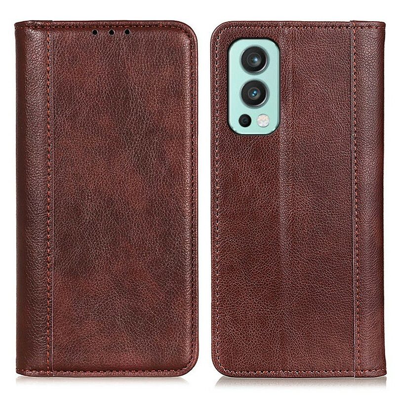 Schutzhülle Für OnePlus Nord 2 5G Flip Case Version Aus Litschi-spaltleder