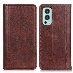 Schutzhülle Für OnePlus Nord 2 5G Flip Case Version Aus Litschi-spaltleder