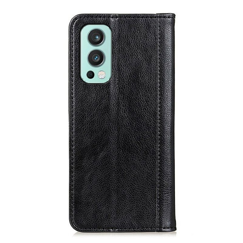 Schutzhülle Für OnePlus Nord 2 5G Flip Case Version Aus Litschi-spaltleder