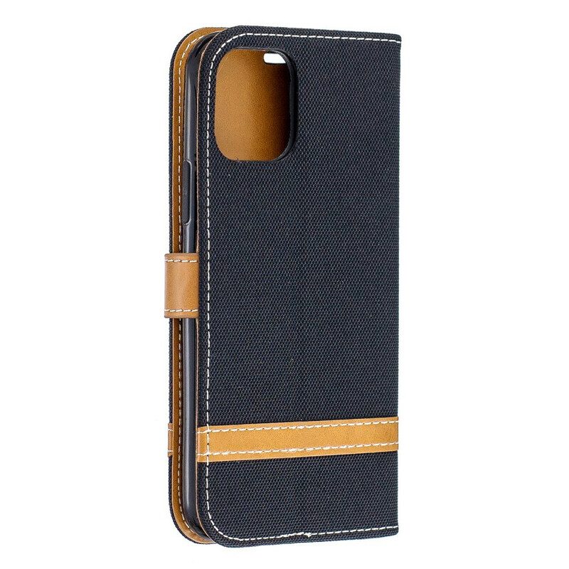 Flip Case Für iPhone 11 Pro Mit Kordel Armband In Stoff- Und Lederoptik