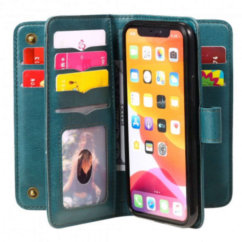 Flip Case Für iPhone 11 Pro Multifunktionaler Kartenhalter Für 10 Karten