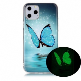 Handyhülle Für iPhone 11 Pro Fluoreszierender Blauer Schmetterling