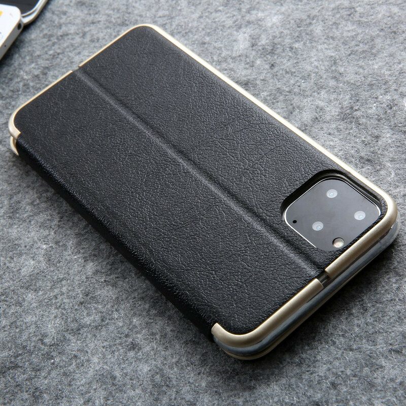 Schutzhülle Für iPhone 11 Pro Flip Case Kunstleder Cmai2 Metallkanten