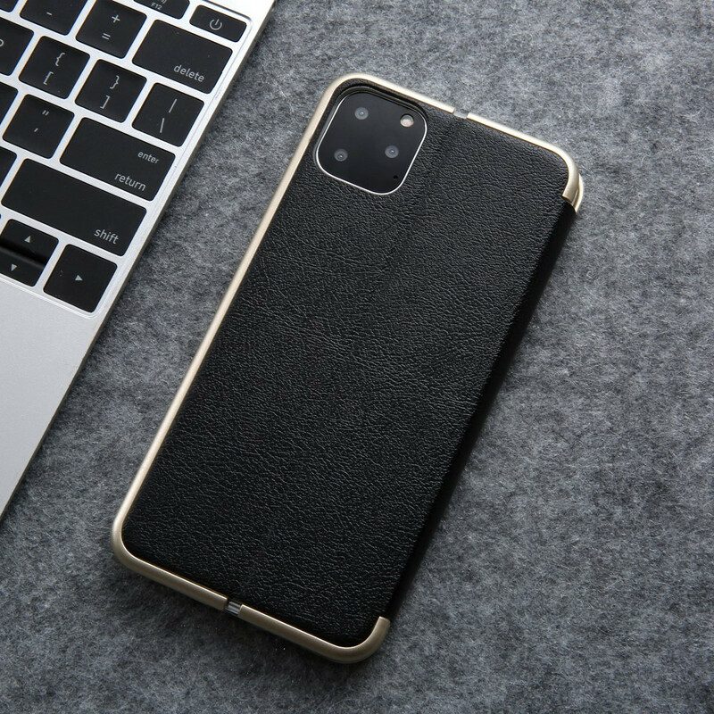 Schutzhülle Für iPhone 11 Pro Flip Case Kunstleder Cmai2 Metallkanten