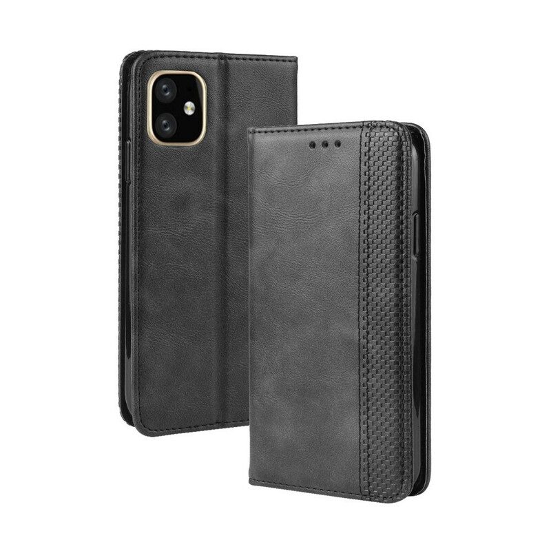 Schutzhülle Für iPhone 11 Pro Flip Case Stilisierter Vintage-ledereffekt