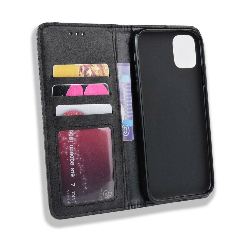 Schutzhülle Für iPhone 11 Pro Flip Case Stilisierter Vintage-ledereffekt