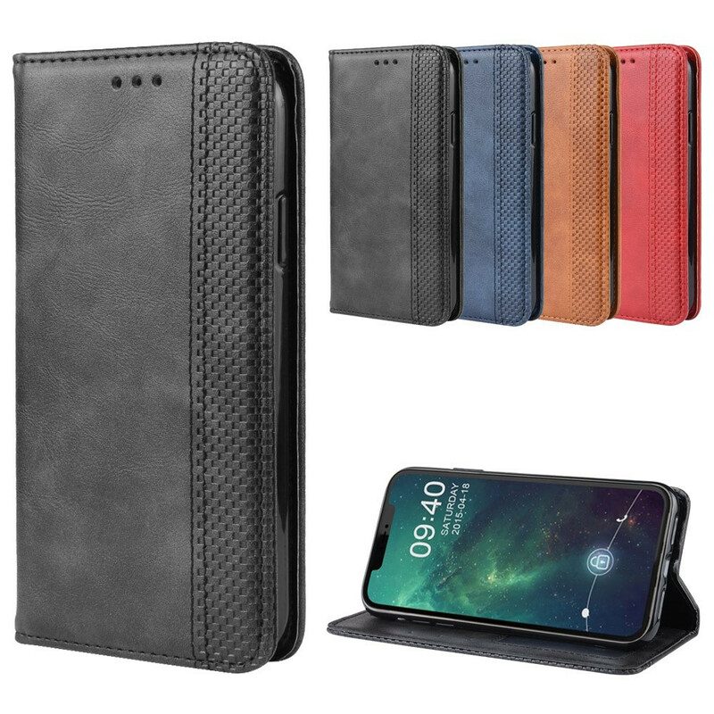 Schutzhülle Für iPhone 11 Pro Flip Case Stilisierter Vintage-ledereffekt