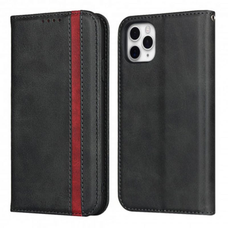 Schutzhülle Für iPhone 11 Pro Flip Case Zweifarbiger Ledereffekt Mit Riemen