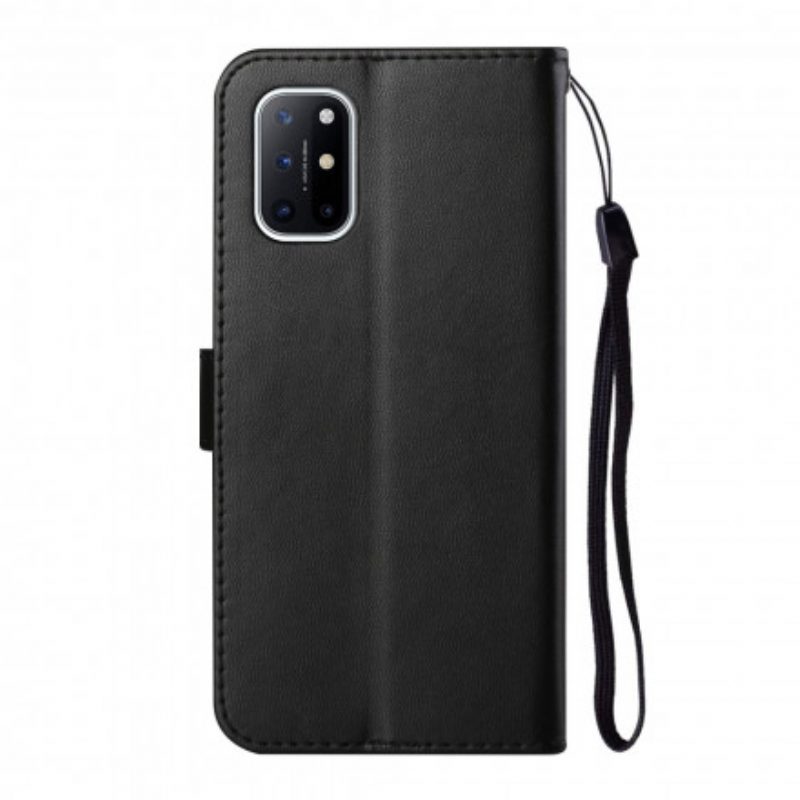 Flip Case Für OnePlus 8T Mit Kordel Einfarbige Riemchenserie