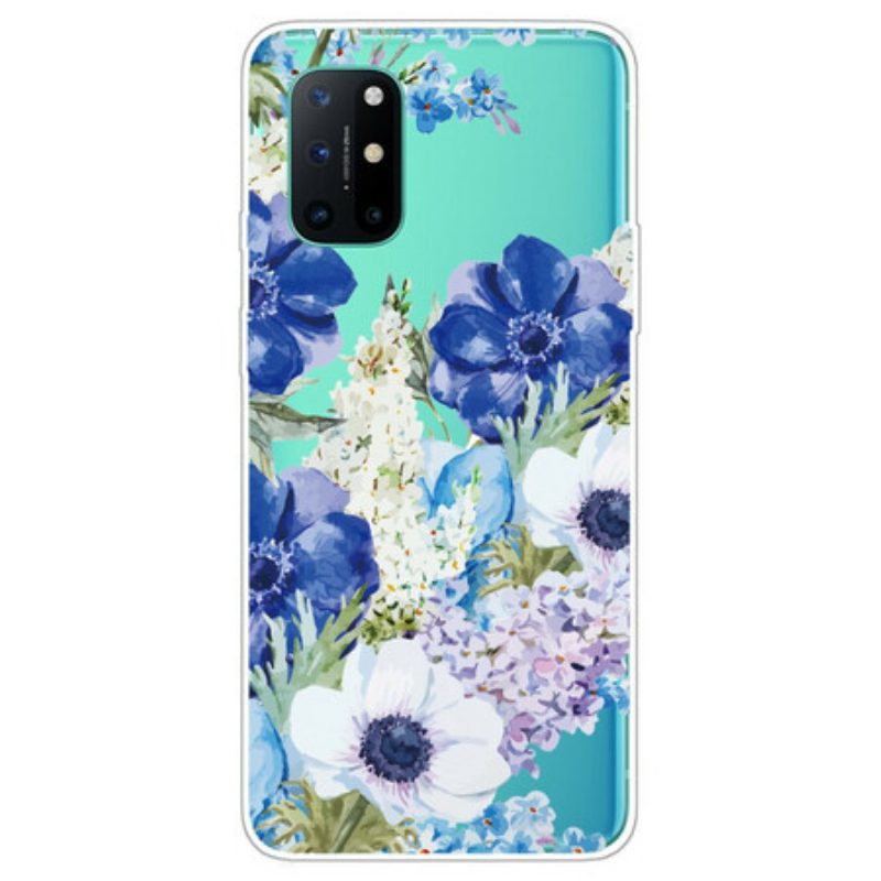 Handyhülle Für OnePlus 8T Nahtlose Aquarellblaue Blumen