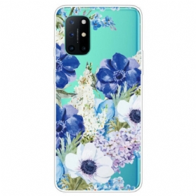 Handyhülle Für OnePlus 8T Nahtlose Aquarellblaue Blumen