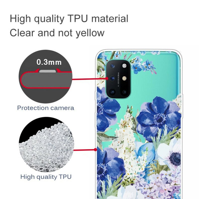 Handyhülle Für OnePlus 8T Nahtlose Aquarellblaue Blumen