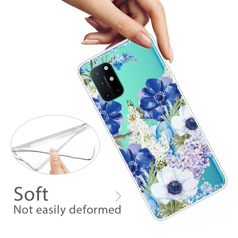 Handyhülle Für OnePlus 8T Nahtlose Aquarellblaue Blumen