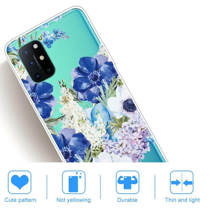 Handyhülle Für OnePlus 8T Nahtlose Aquarellblaue Blumen