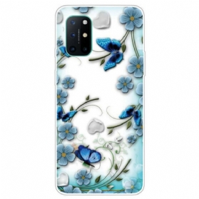 Hülle Für OnePlus 8T Nahtlose Retro-schmetterlinge Und Blumen