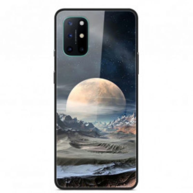 Hülle Für OnePlus 8T Space Moon Gehärtetes Glas