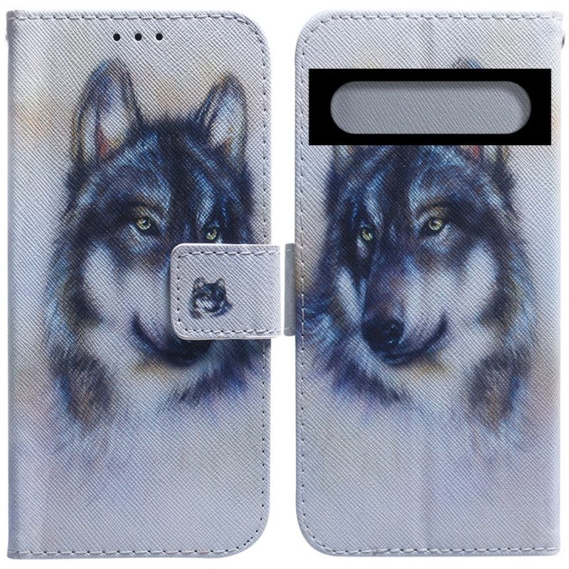 Flip Case Für Google Pixel 7 Pro Aquarell-wolf