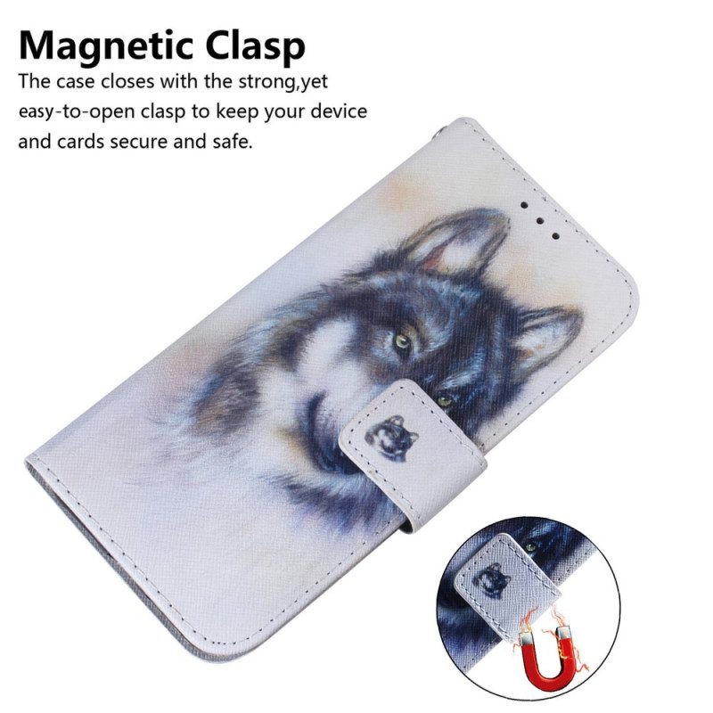 Flip Case Für Google Pixel 7 Pro Aquarell-wolf