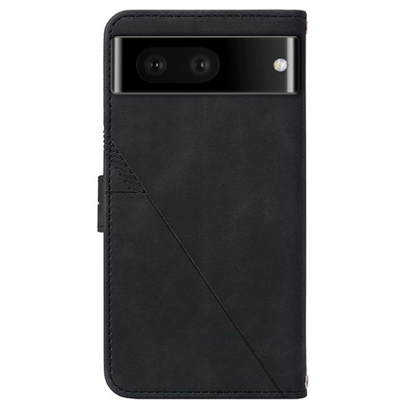 Flip Case Für Google Pixel 7 Pro Dreiecke Mit Schultergurt