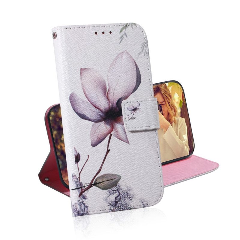 Flip Case Für Google Pixel 7 Pro Pinke Blume