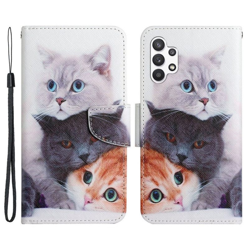 Flip Case Für Samsung Galaxy A13 Geschichten Von Katzen Mit Schlüsselband