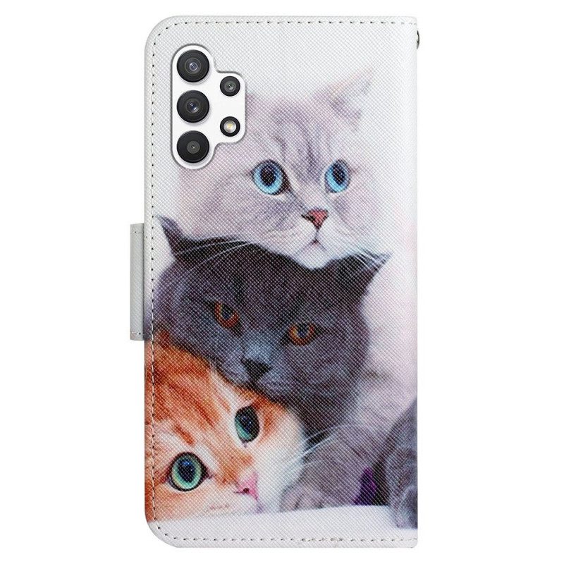 Flip Case Für Samsung Galaxy A13 Geschichten Von Katzen Mit Schlüsselband