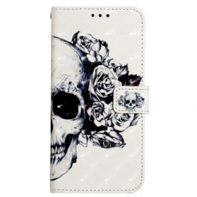 Flip Case Für Samsung Galaxy A13 Mit Kordel Blumenschädel Mit Riemen