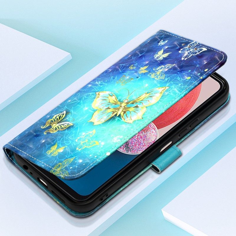 Flip Case Für Samsung Galaxy A13 Mit Kordel Flug Der Schmetterlinge Im Schlüsselband