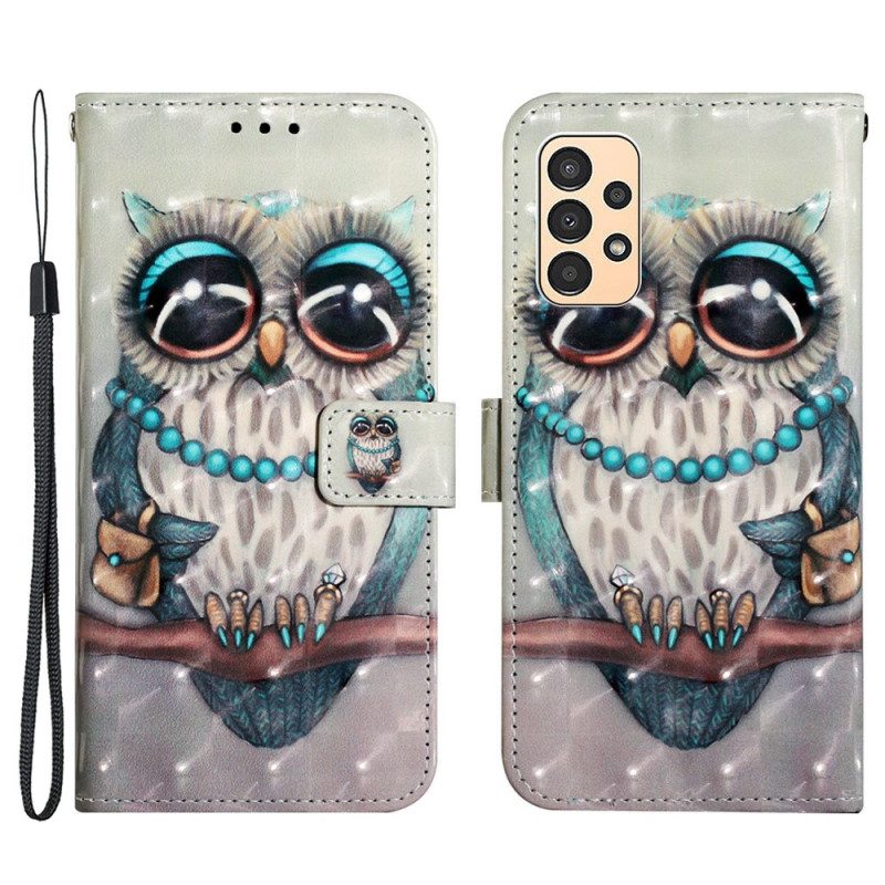 Flip Case Für Samsung Galaxy A13 Mit Kordel Miss Owl Mit Riemen