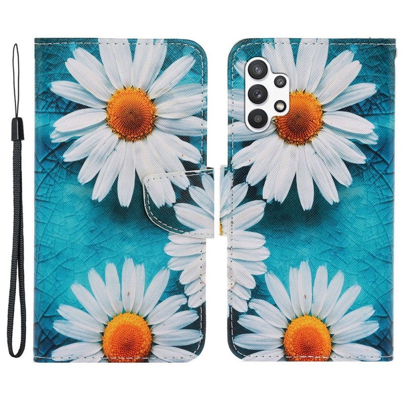 Flip Case Für Samsung Galaxy A13 Mit Kordel Tanga-gänseblümchen