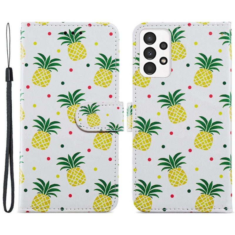 Lederhüllen Für Samsung Galaxy A13 Mehrere Ananas