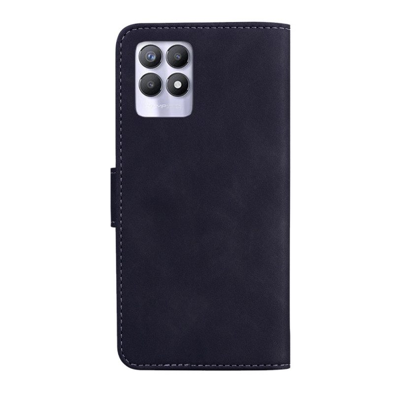 Flip Case Für Realme 8i Monochromer Ledereffekt