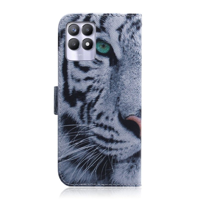 Flip Case Für Realme 8i Tigergesicht