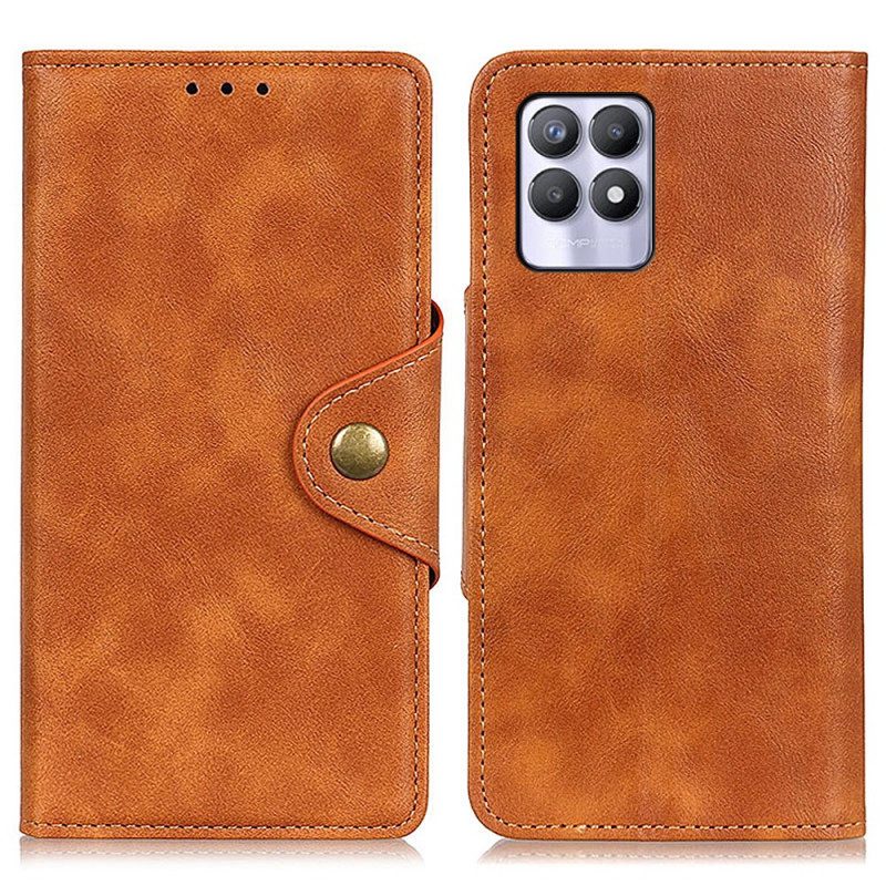 Flip Case Für Realme 8i Vintage Kunstleder Und Knopf