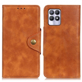 Flip Case Für Realme 8i Vintage Kunstleder Und Knopf