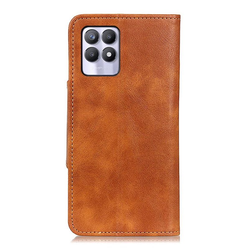 Flip Case Für Realme 8i Vintage Kunstleder Und Knopf