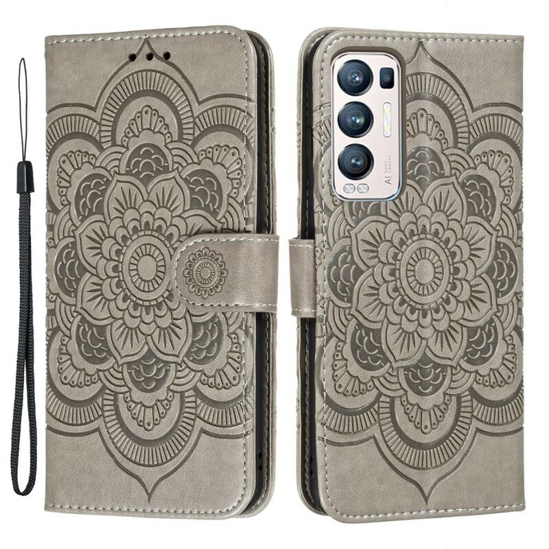 Flip Case Für Oppo Find X3 Neo Mit Kordel Mandala Mit Vollem Riemen