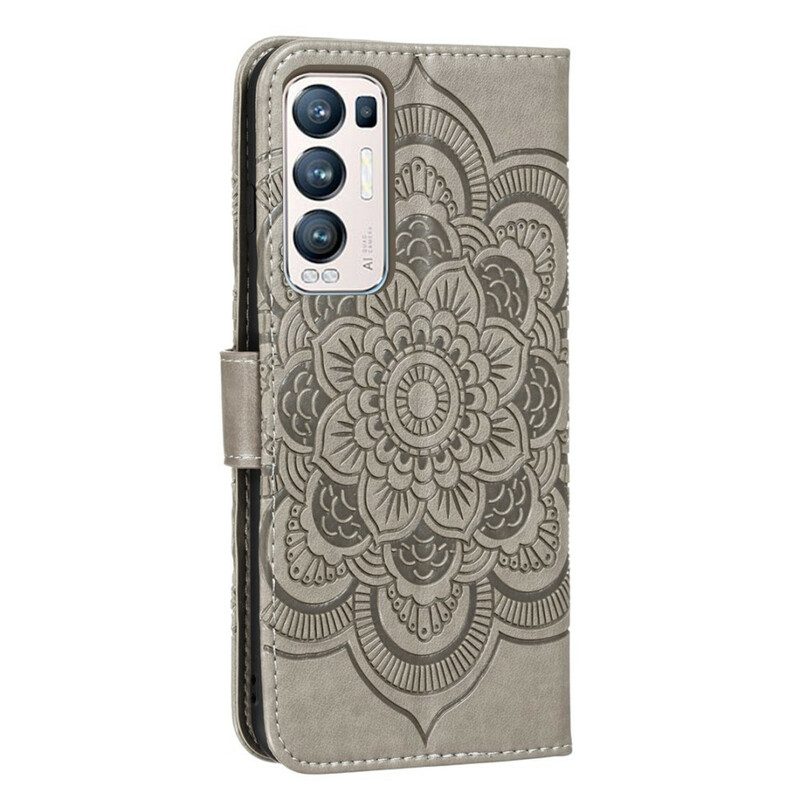 Flip Case Für Oppo Find X3 Neo Mit Kordel Mandala Mit Vollem Riemen