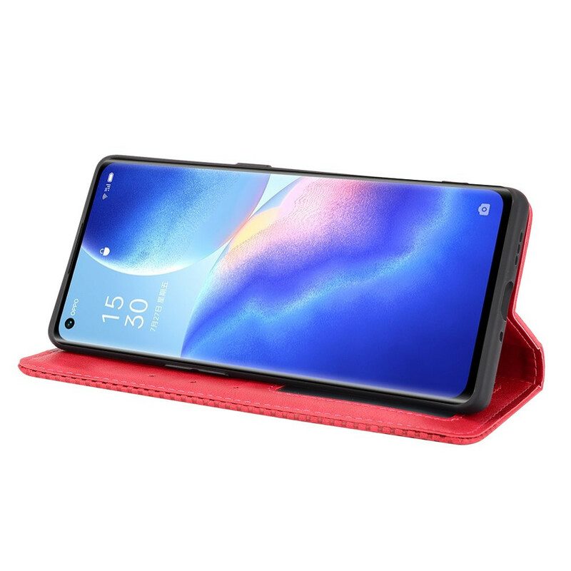 Schutzhülle Für Oppo Find X3 Neo Flip Case Stilisierter Vintage-ledereffekt