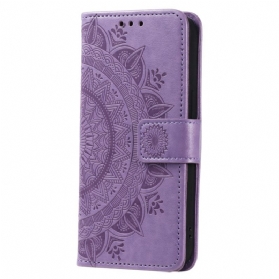 Flip Case Für Motorola Edge 40 Pro Mandala-sonne Mit Schlüsselband