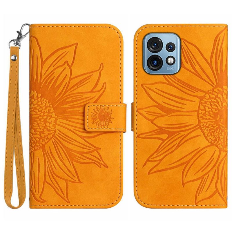 Flip Case Für Motorola Edge 40 Pro Mit Kordel Riemchen-sonnenblume