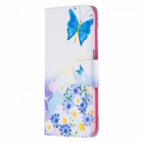 Flip Case Für Realme 8 5G Bemalte Schmetterlinge Und Blumen