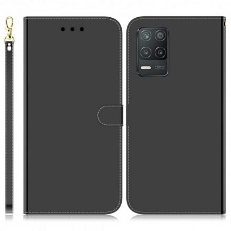 Flip Case Für Realme 8 5G Spiegelabdeckung Aus Kunstleder